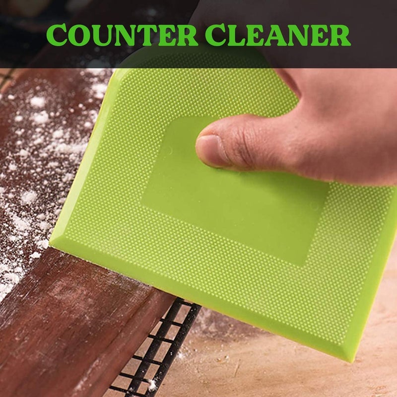 SURDOCA Dough Scraper Bench Scraper - 3P 4.7x3.7"" Plastic Flexible Bowl Scraper  Sharp Edge & Angles Cake Scraper. Non-Slip Bakeware Decorating Tools Sculpting & Modeling Tools - Green+White+Green - Image 4
